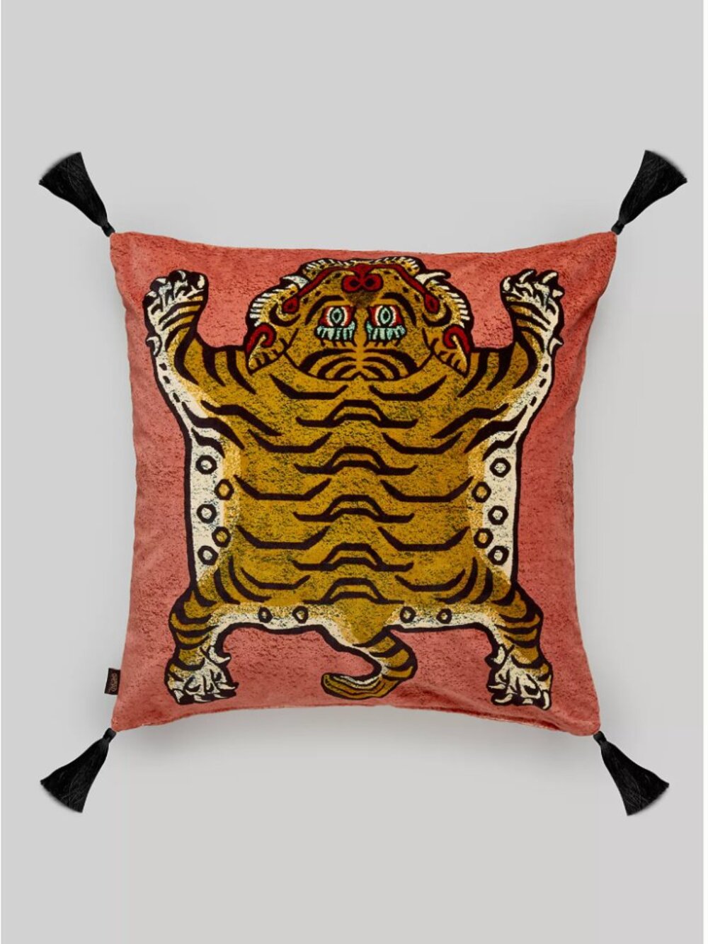 House of Hackney Saber Pink Velvet Pillow with Tassels